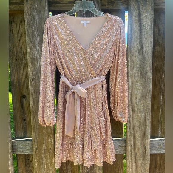 Lauren Conrad Gold Sequin Ruffle Dress - Picture 2 of 9